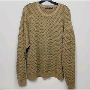 Lenor Romano Vintage Men XL Brown Long Sleeve Pullover Crew Neck Texture Sweater